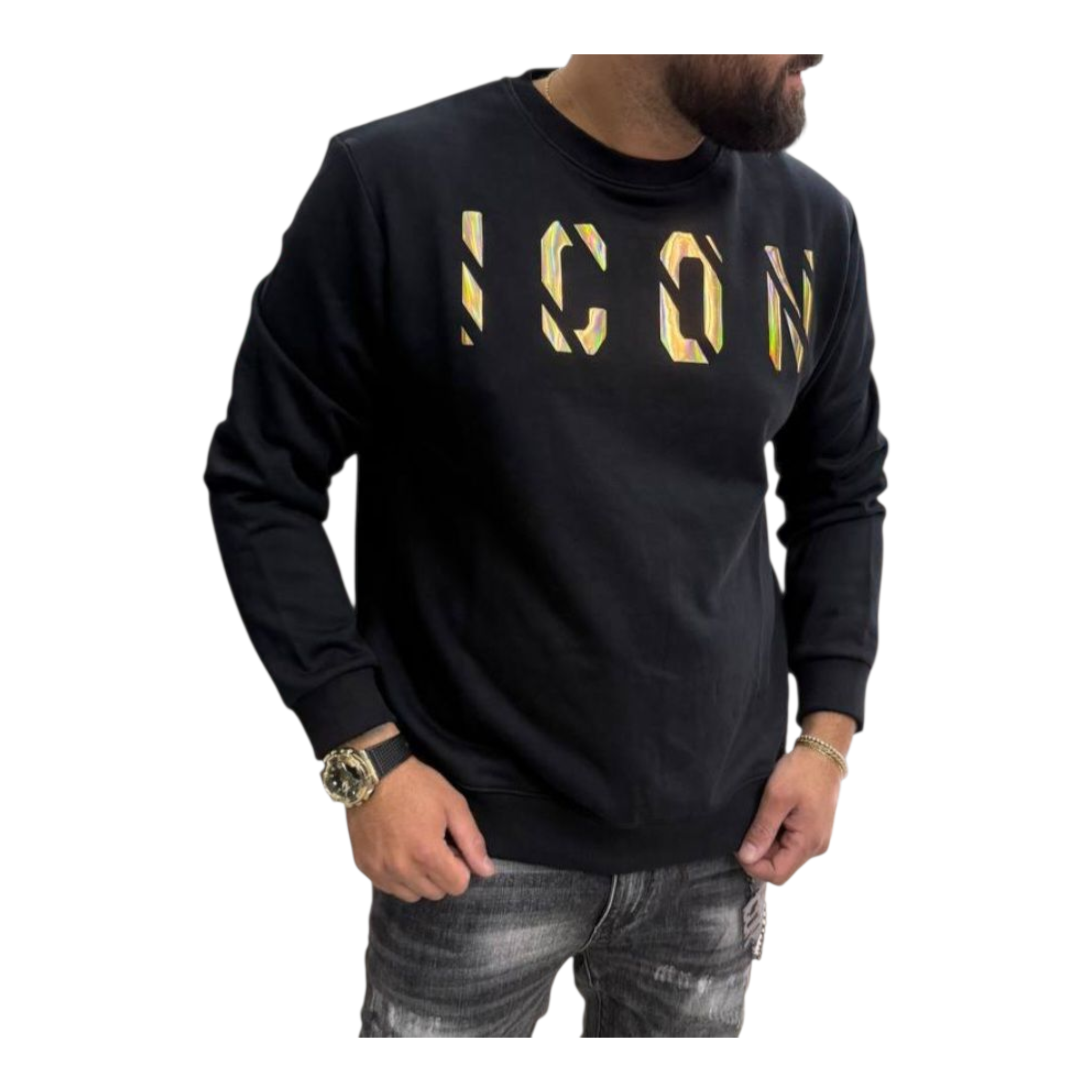 Felpa icon nera oro