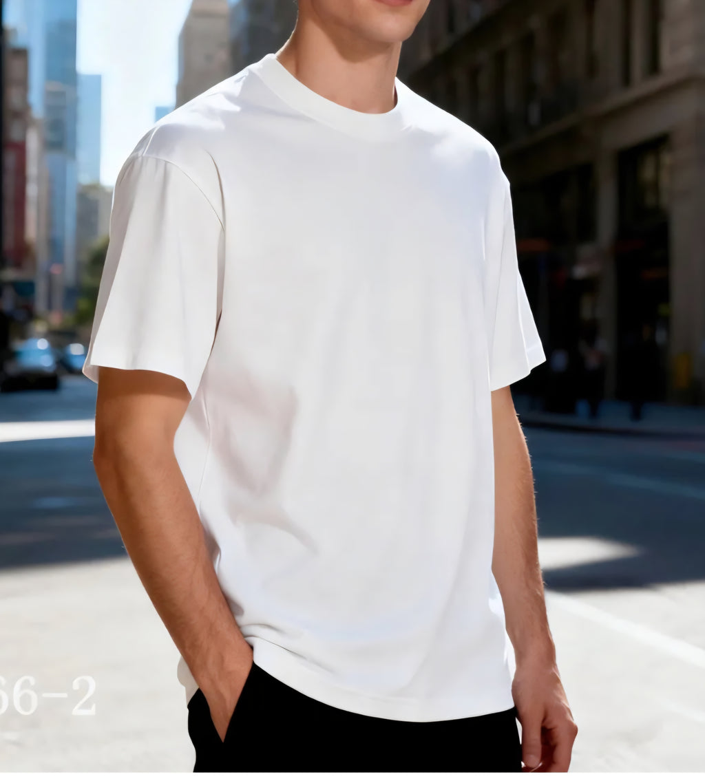 T-Shirt Basic Cotone 100% Uomo – Bianca Streetwear Quotidiana