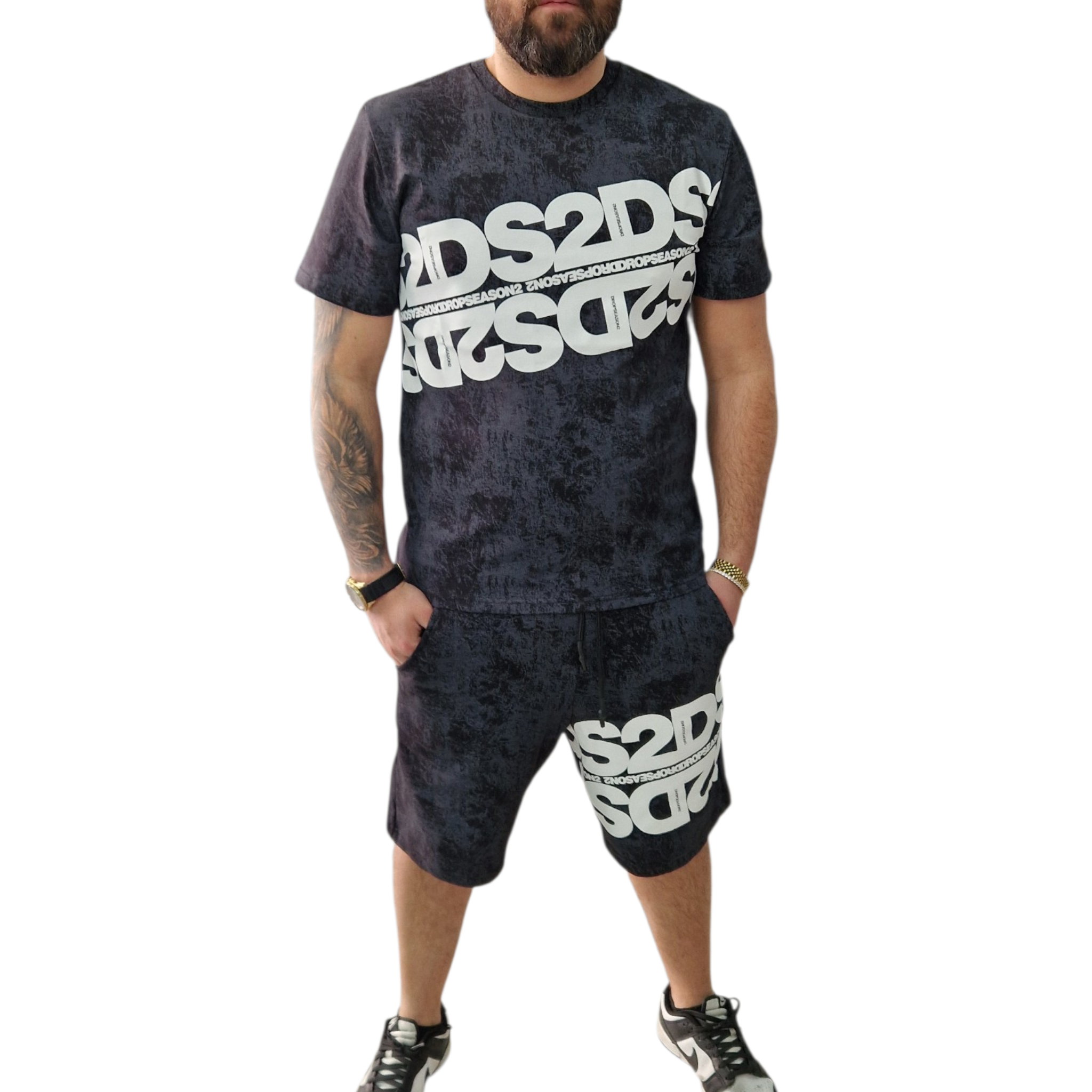 Completo Drop Season DS2 Effetto Marmo – T-Shirt e Bermuda Streetwear