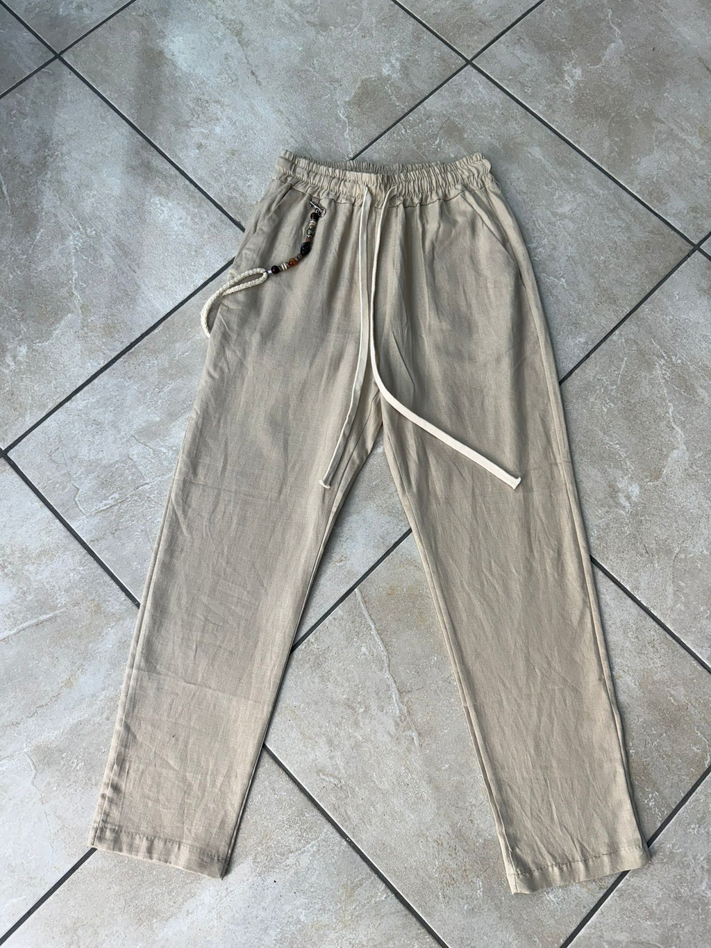 Pantalone Tuta Streetwear Uomo – Bianco e Beige