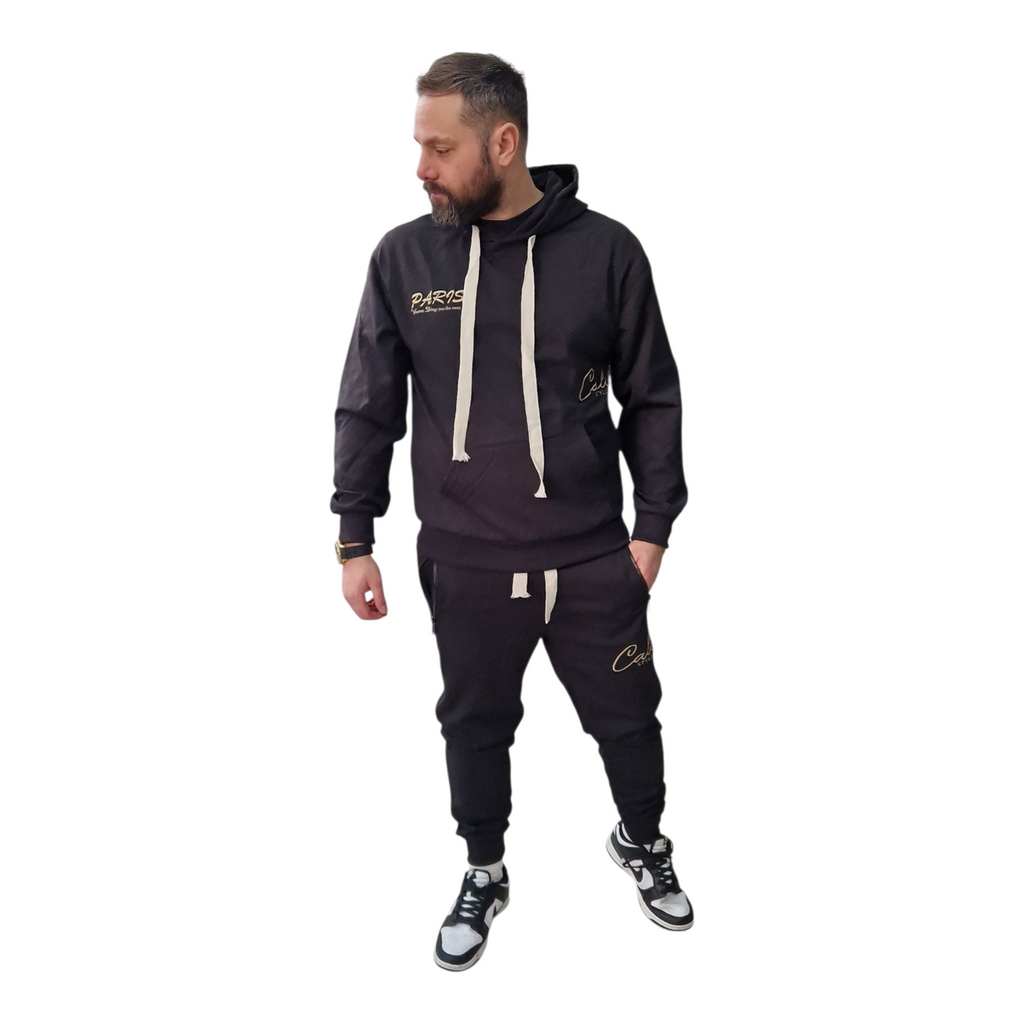 Tuta Completa Paris Streetwear Uomo – Beige Nero Grigio