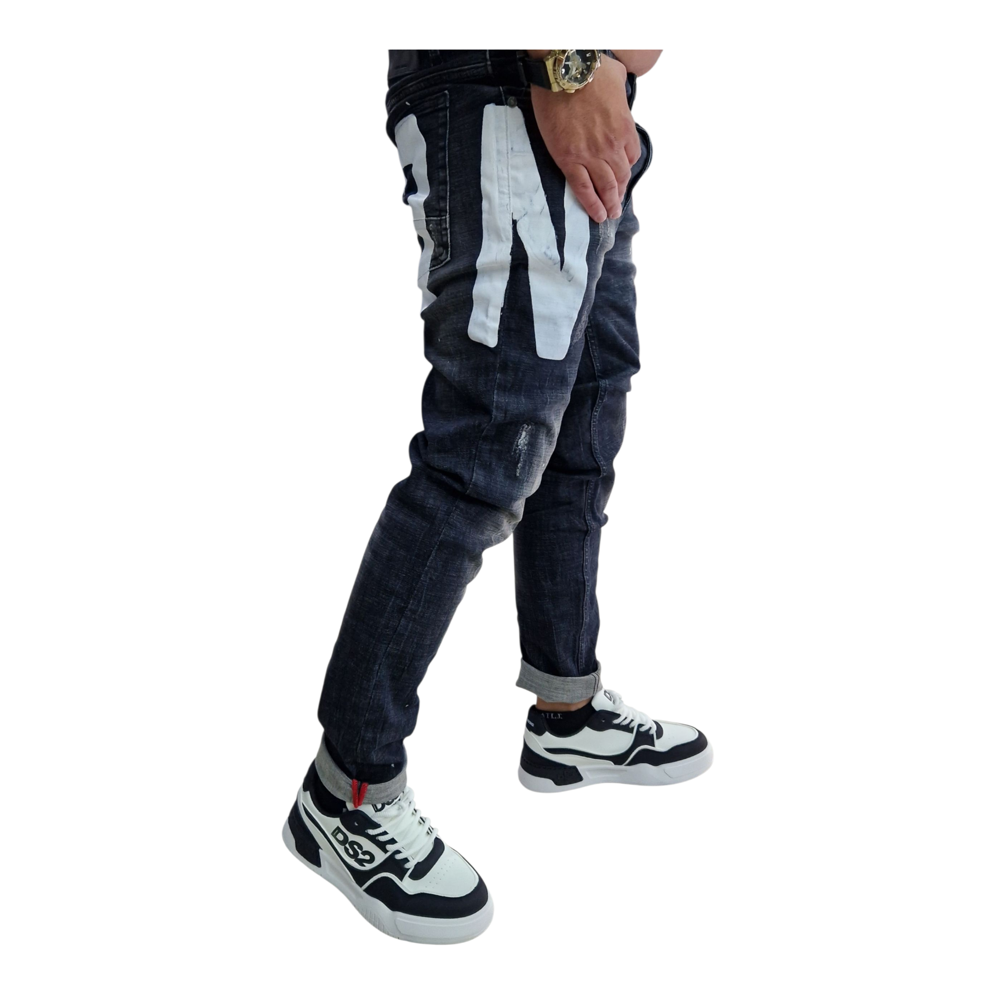 Jeans icon nero satinato