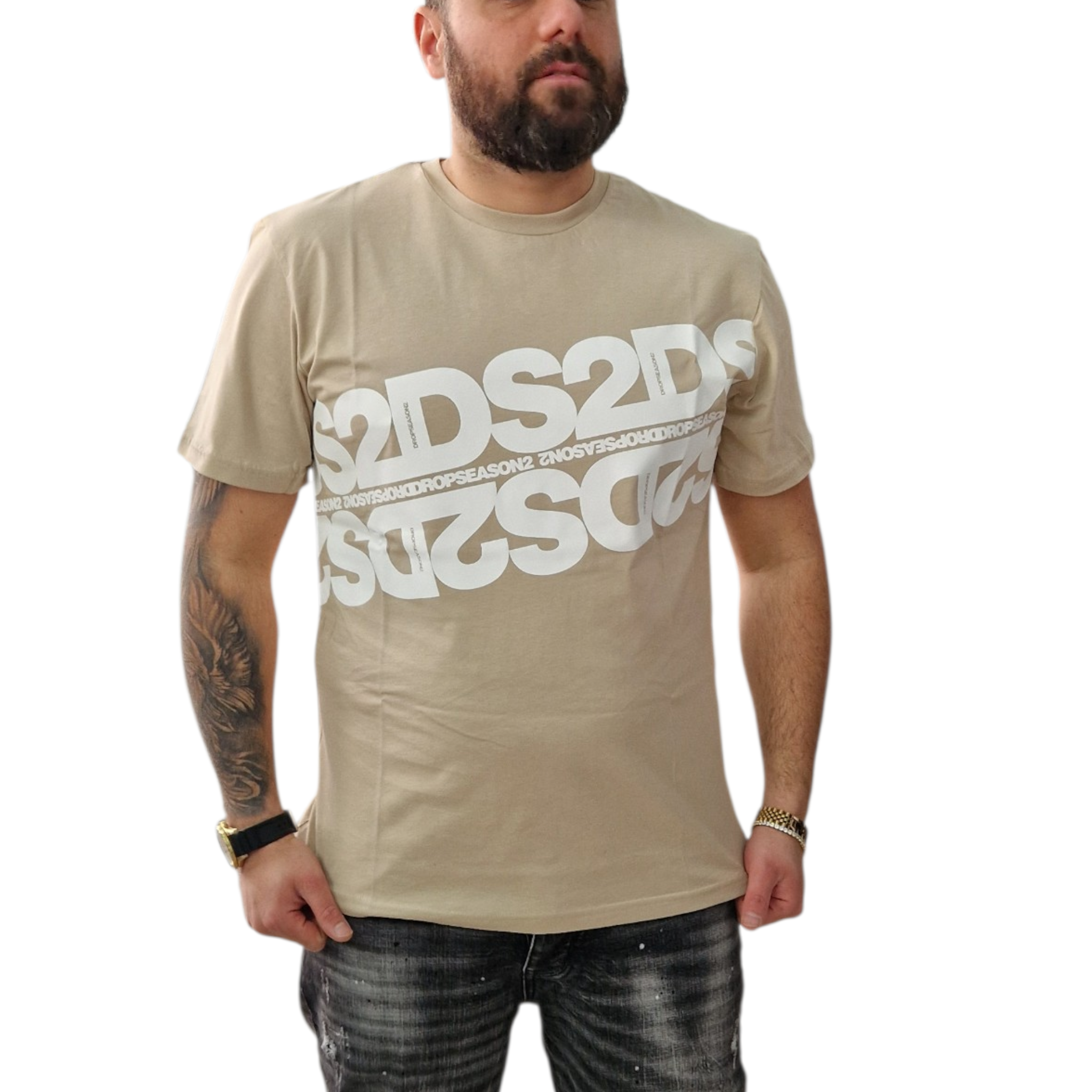 T-Shirt Drop Season DS2 Beige – Streetwear Uomo Estate
