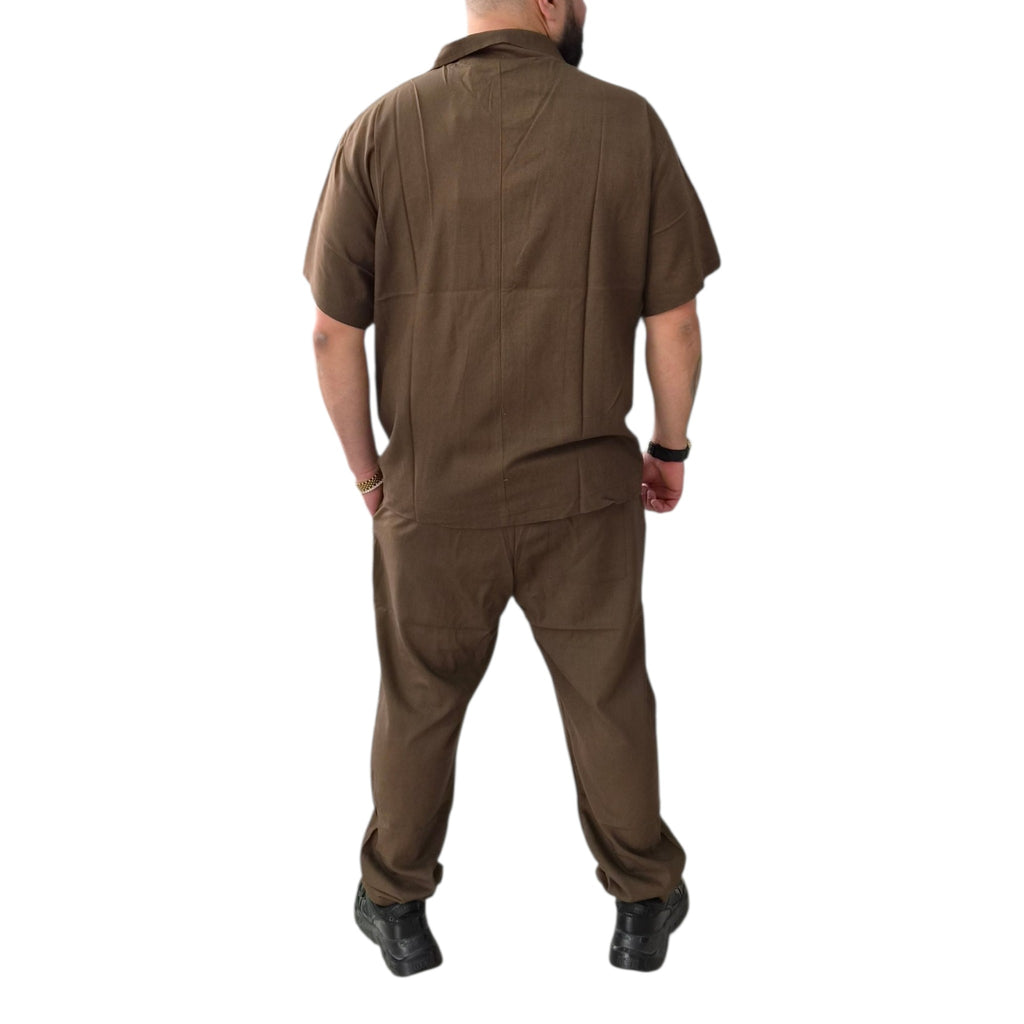 Coordinato in lino marrone