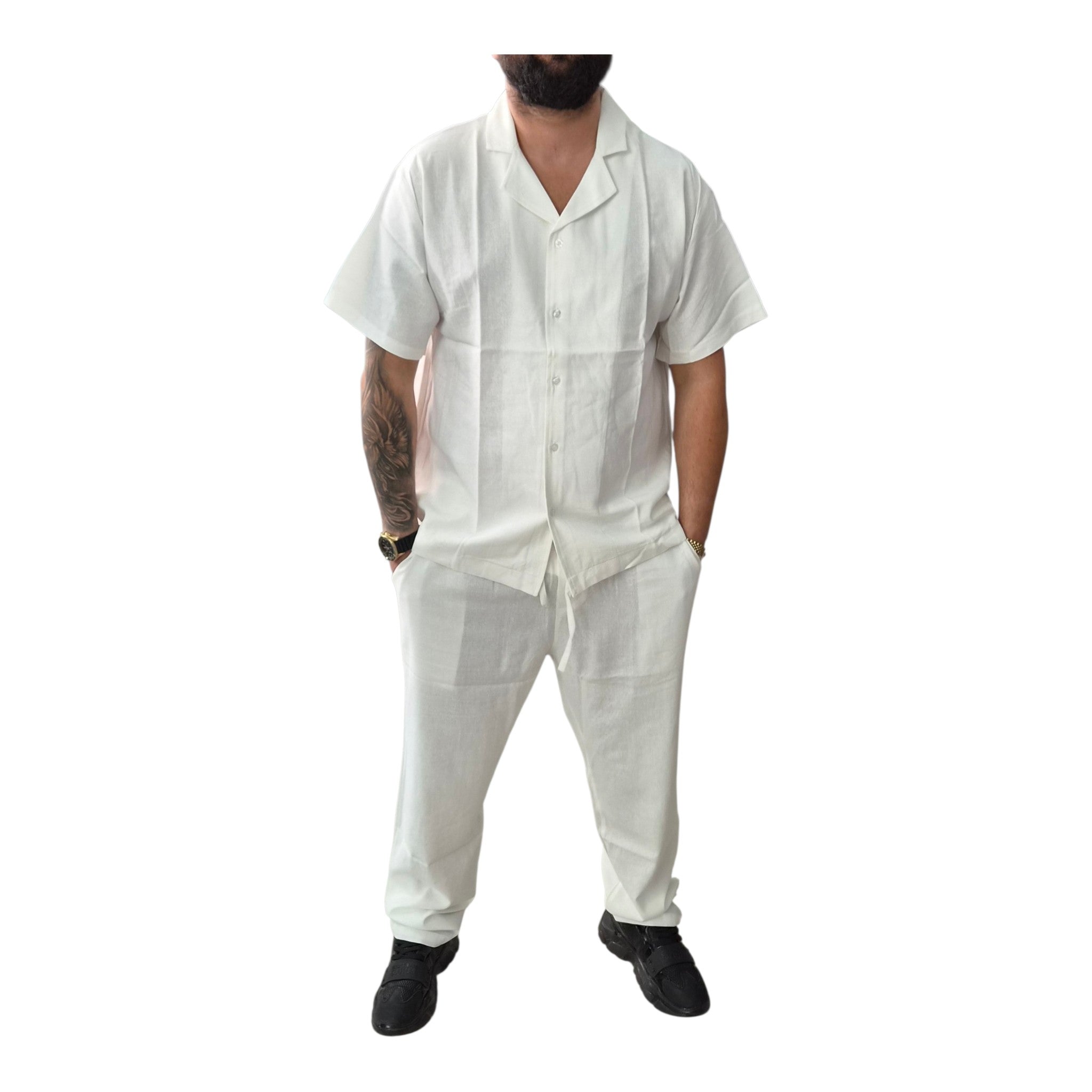 Coordinato in lino bianco