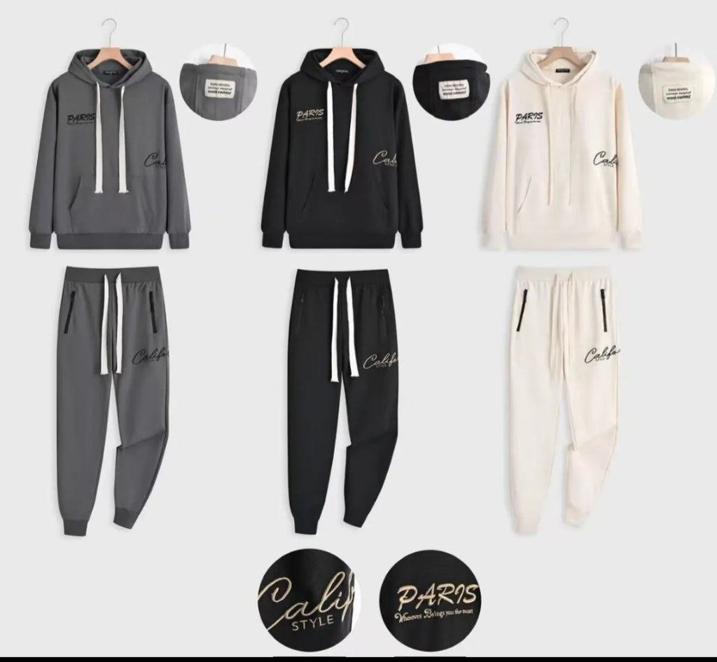 Tuta Completa Paris Streetwear Uomo – Beige Nero Grigio