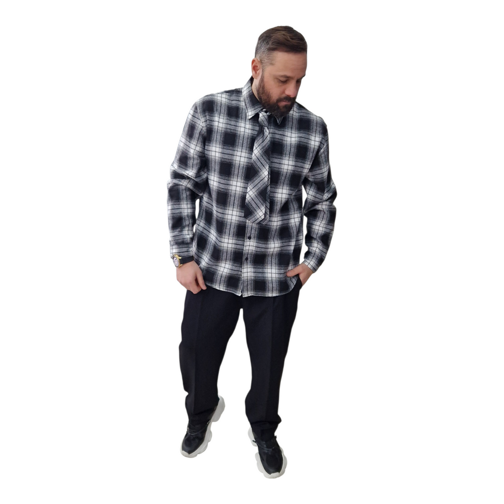 Camicia a Quadri con Cravattino – Stile Urban Chic Uomo