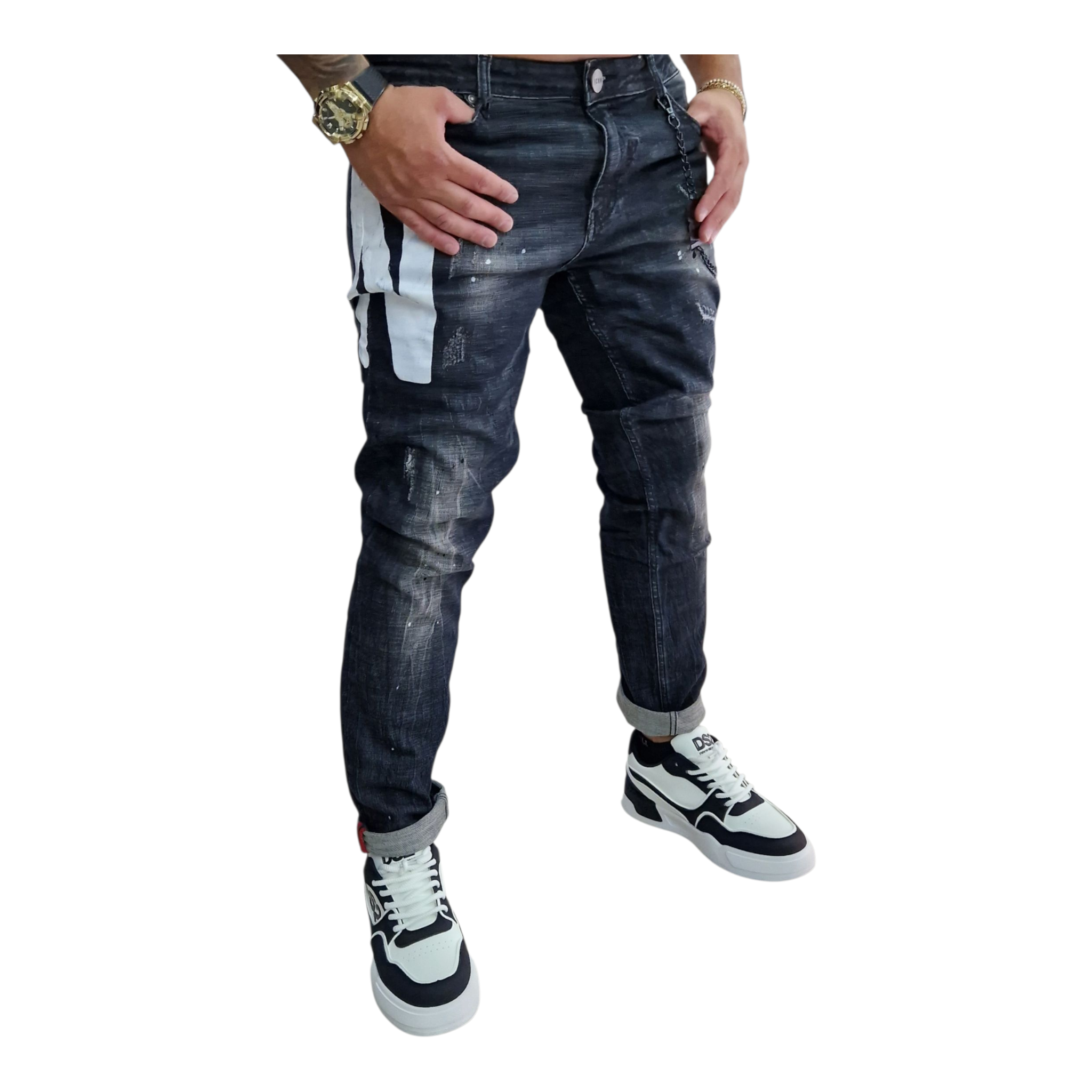 Jeans icon nero satinato