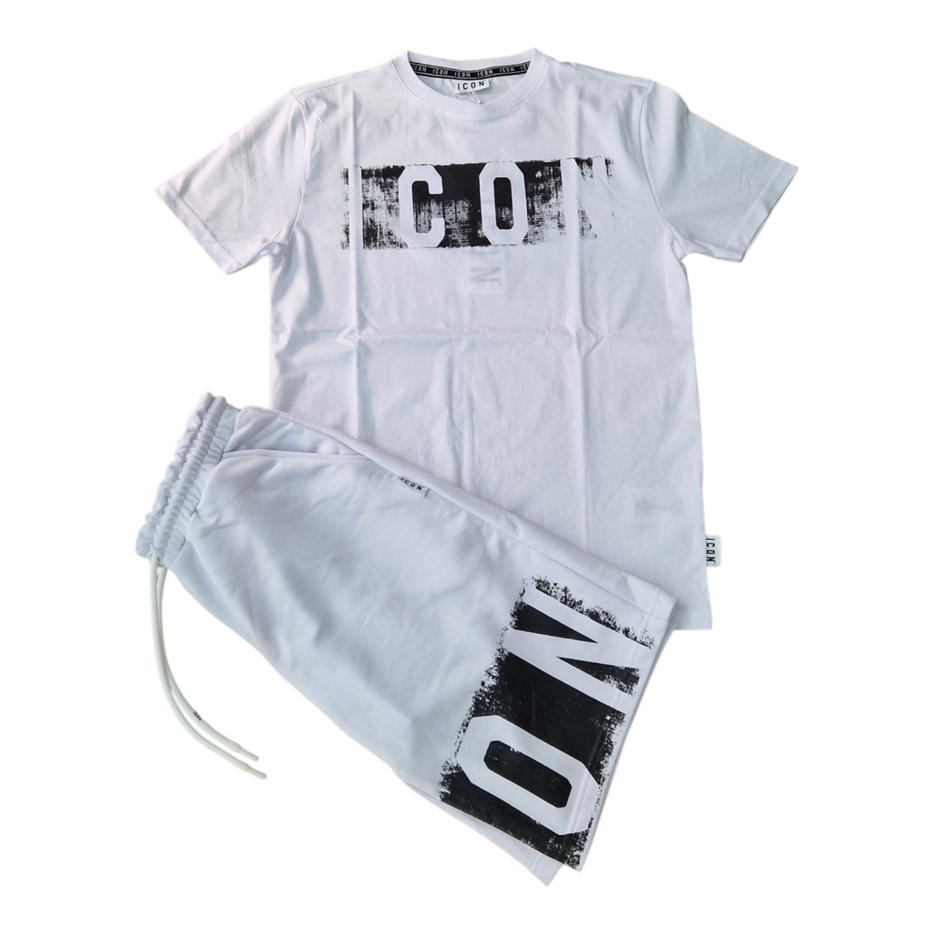 Completo Icon Bianco e Nero – T-Shirt e Bermuda Streetwear Uomo
