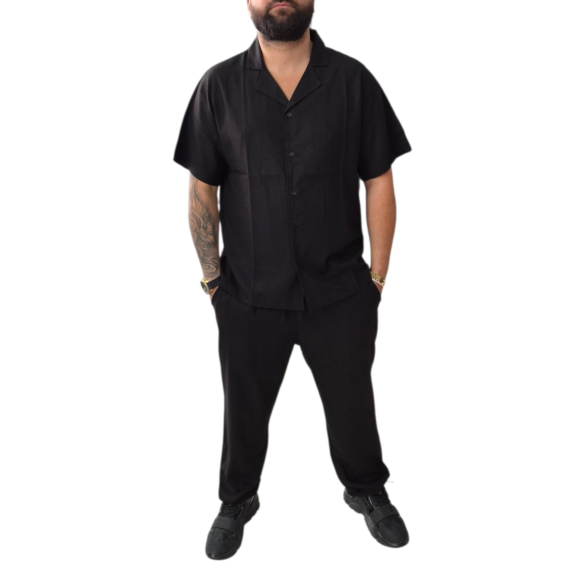 Coordinato in lino nero