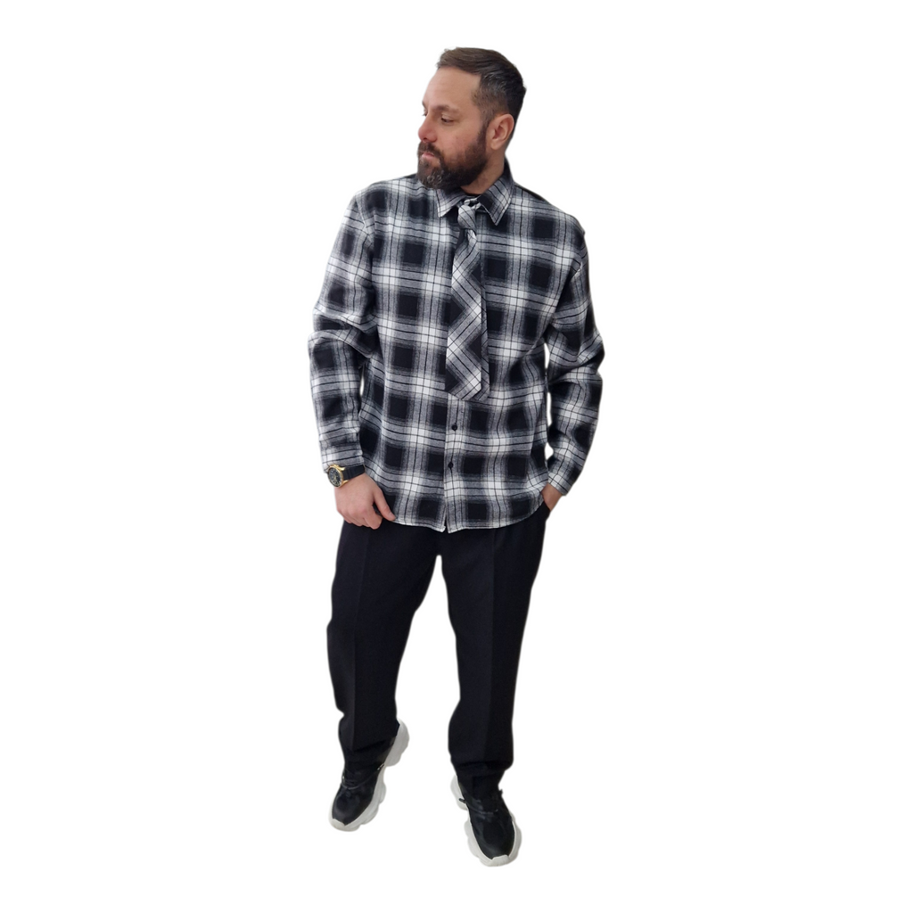 Camicia a Quadri con Cravattino – Stile Urban Chic Uomo