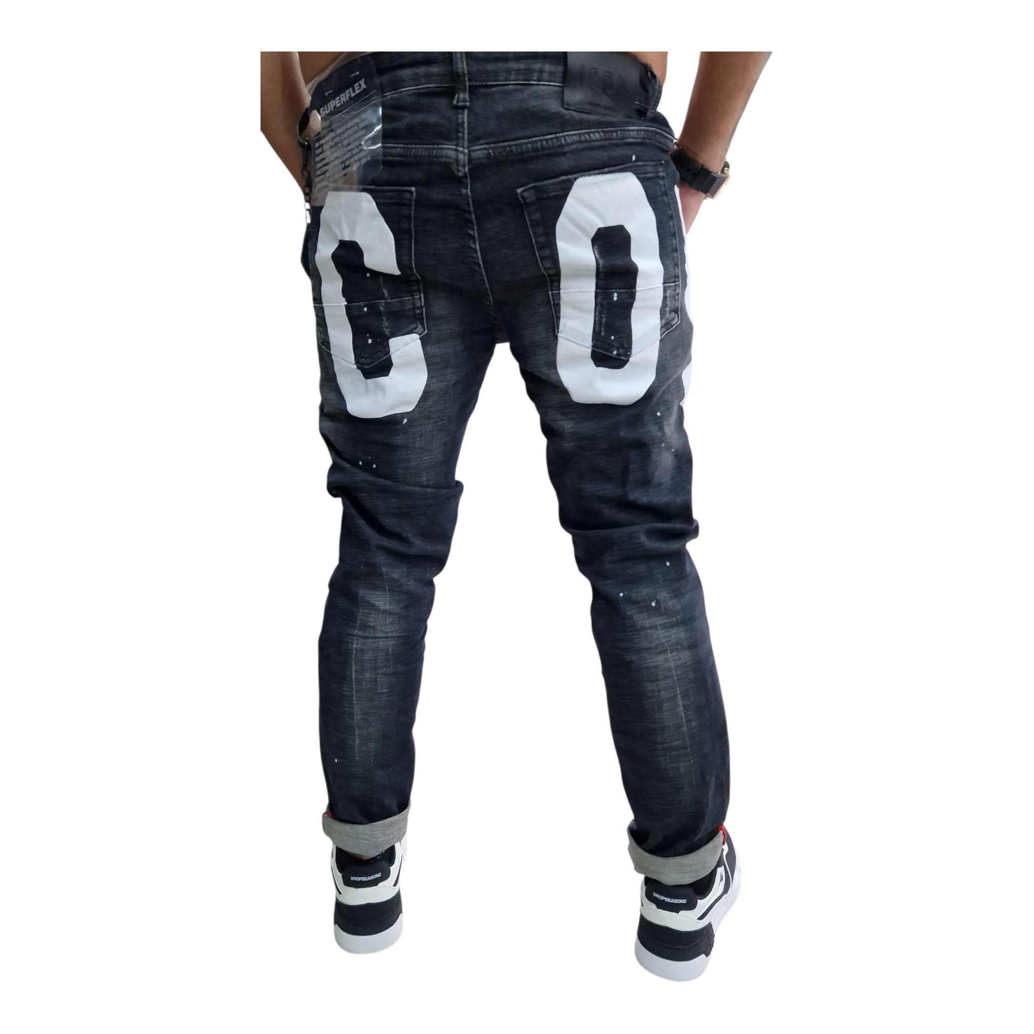 Jeans icon nero satinato