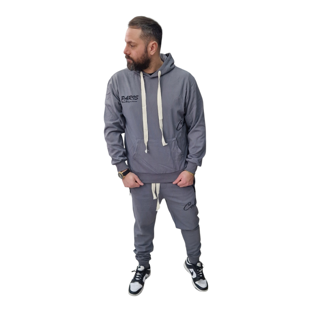 Tuta Completa Paris Streetwear Uomo – Beige Nero Grigio