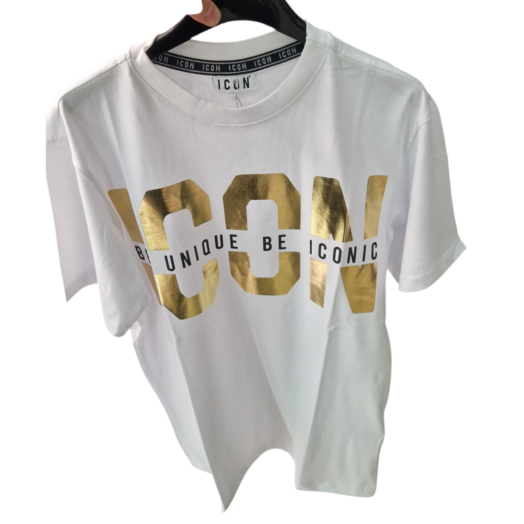 T shirt icon bianca oro